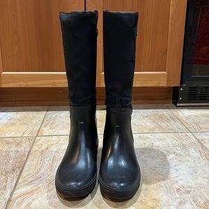 Beautiful Coach rain boots- half fabric, half rubber